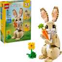 LEGO Creator 3 in 1 Cute Bunny Toy - Building Toy Set with 3 Build Options, Bunny, Seal, or Llama - Animal Figures for Kids, Girls and Boys, Ages 8+ - Gift Idea for Birthdays - 31162