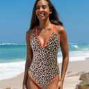 popvil Women's One Piece 2025 Tummy Control Swimsuits Neon Color Block Swimwear Deep V Neck Slimming Bathing Suit (Orange, M)