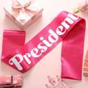5 x President Satin Sash - Halloween Hot Pink for Women Adult - Beauty Pageant Birthday Decorations