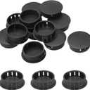 uxcell 12pcs Nylon Plastic Hole Plugs, 1-1/5"(30mm) Round Drill Screw Hole Plugs Covers Knockout Locking Plastic Plugs Insert End Caps for Kitchen Cabinet Furniture, Black