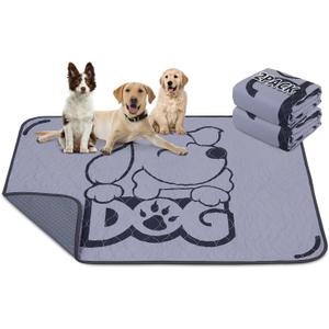 Washable Pee Pads for Dogs: 48x60 2 Pack Pheromones Reusable Dog Pads Whelping Mats with Absorbent Layer - Waterproof Non-Slip Washable Puppy Pads for Potty Training, Beds, Couches, and Carpets, Gray