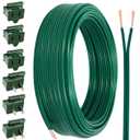55FT SPT-1 18/2 Christmas Electrical Wire with 6PCS Vampire Plugs,18 Gauge 2 Conductor Electrical Wire,Low Voltage Landscape Lighting Wires,18 AWG Extension Cable for Christmas Holiday Outdoor Light