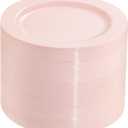 bUCLA 100Pieces Pink Plastic Dessert Plates - 6.25 inch Pink Disposable Dessert/Appetizer/Small Cake Plates for Wedding, Party & Mother's Day