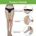 Confonze Fishnet Stockings Womens High Waist Tights Sexy Sheer Mesh Pantyhose (Blue, XL)