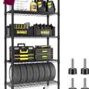 5 Tier Wire Shelving with Wheels Casters, 750 lbs Heavy Duty Storage Shelves Metal Shelving, Rolling Adjustable Shelving Unit Wire Rack for Kitchen, Garage, Pantry 14" D x 30" W x 60" H