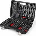 216-Piece Mechanics Tool Set, 1/4" 3/8" 1/2" Drive Socket Wrench Kit, Ratchet Handles, Combination Wrenches for Auto Repair & DIY Projects