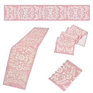 Nihaoya 6 Pcs Blue Mexican Table Runner, 13x71 Inch Polyester Dinner Table Decor for Cinco de Mayo Fiesta Party