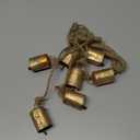 Rustic Decorative Cow Bells 7-Bell Cluster Christmas Bell Shabby Chic Vintage Harmony Cowbell Brass Coated Country Jute Rope Hanging Gold Bells