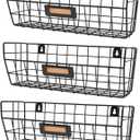 Wall Mounted Wire Basket Kitchen Storage Pantry Organizer Fruit Basket Varying Sizes Set of 3 Black