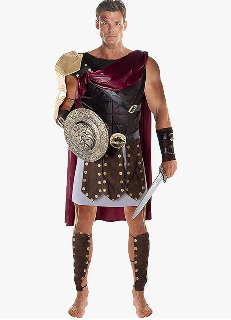 Morph Roman Gladiator Costume for Men, Knight and Spartan Warrior Adult Costume, Size XL