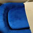 LINSY Accent Chair with Ottoman, Modern Barrel Chair Small Armchair Reading Chair with Footrest, Comfy Round Arms Chair for Living Room Bedroom Reading Room, Velvet, Blue