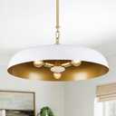 Large Pendant Light 20in White and Gold Dome Pendant Lights 3 Light Socket Pendant Light Fixture with Rod Pendant Lighting for Kitchen Island Dining Room Kitchen Sink, E12, 20.5inch