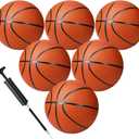 Wettarn 6 Pcs Size 5 Basketballs Bulk Christian Charity Donation Supplies 27.5 Inch Basketball with Pump Xmas Gifts for Boys and Girls Games Training (Brown)