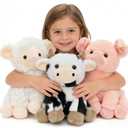 MaoGoLan 3 Pack Stuffed Farm Animals Bulk, Cute Pig Cow Sheep Stuffies Soft Plush Toys Set for Girls Gifts Easter Basket Stuffers Christmas Birthday Party Favors Decorations