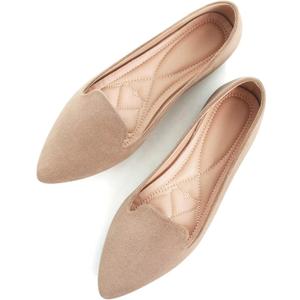 SAILING LU Women Pointed Toe Ballets Flats Faux Suede Comfortable Soft Ballet Walking Shoes Dressy Slip-on Ballerina Shoes (10.5, A285-khaki)