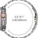 FULLIFE Stainless Steel Link Band for Apple Watch Ultra 3/2/1 49mm, Folding Clasp Metal Bracelet Compatible with Series 11/10 46mm, 9/8/7 45mm, SE/6/5/4 44mm, 3/2/1 42mm (Men) (Titanium)