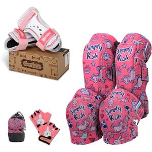 Simply Kids Bundle: Knee Pads, Elbow Pads, Bike Gloves and Wrist Guards for Child Boy Girl Toddler I One Set for All Sports Roller-Skating Balance Bike Skateboard