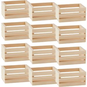 Make Market 5" Wooden Crate - Unfinished Wood Crate for Storage, Decorative Display, Arts & Crafts, Made of 100% Cedar - Bulk 24 Pack