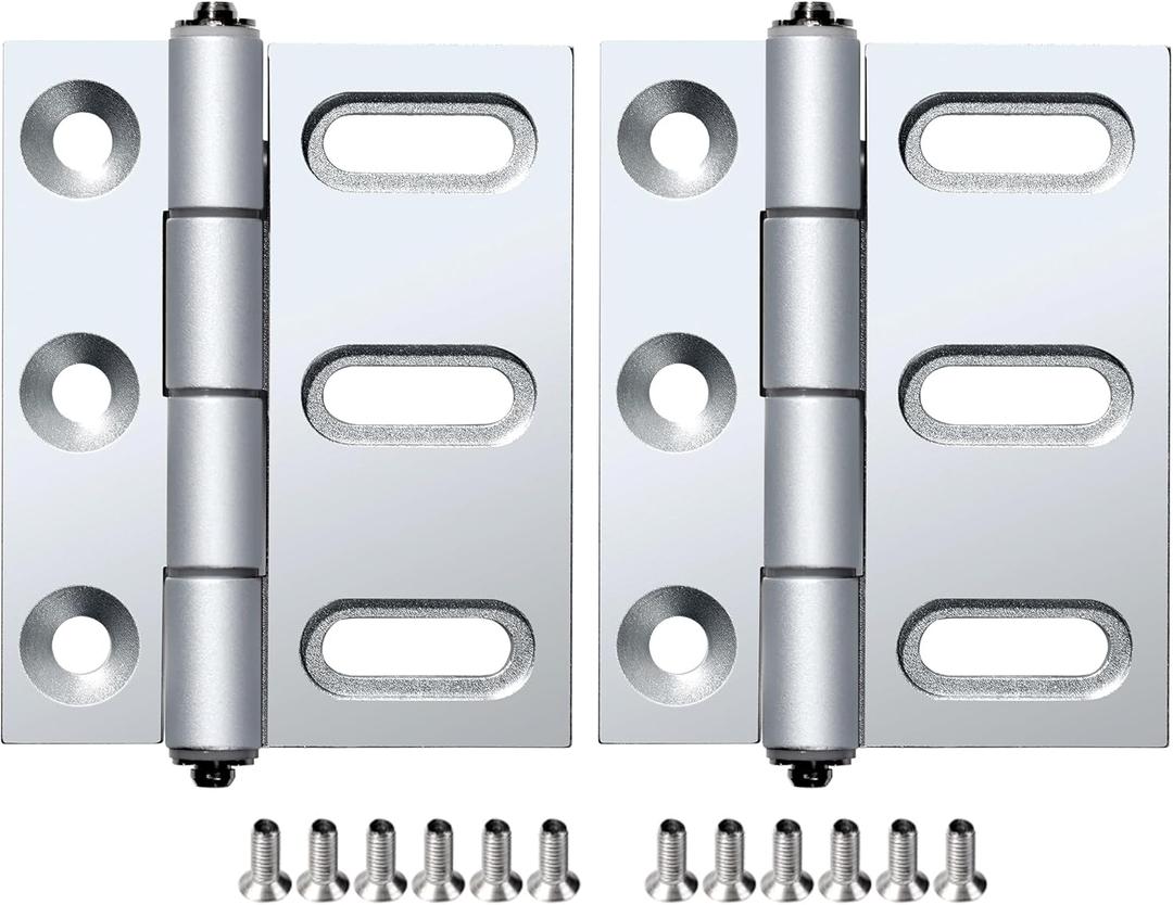 2 Pack Door Butt Hinges Cabinet Hinges with Flat Head Screws,Adjustable Hole Spacing Range 3/5inch,3.35inch x 2.48inch,Silver