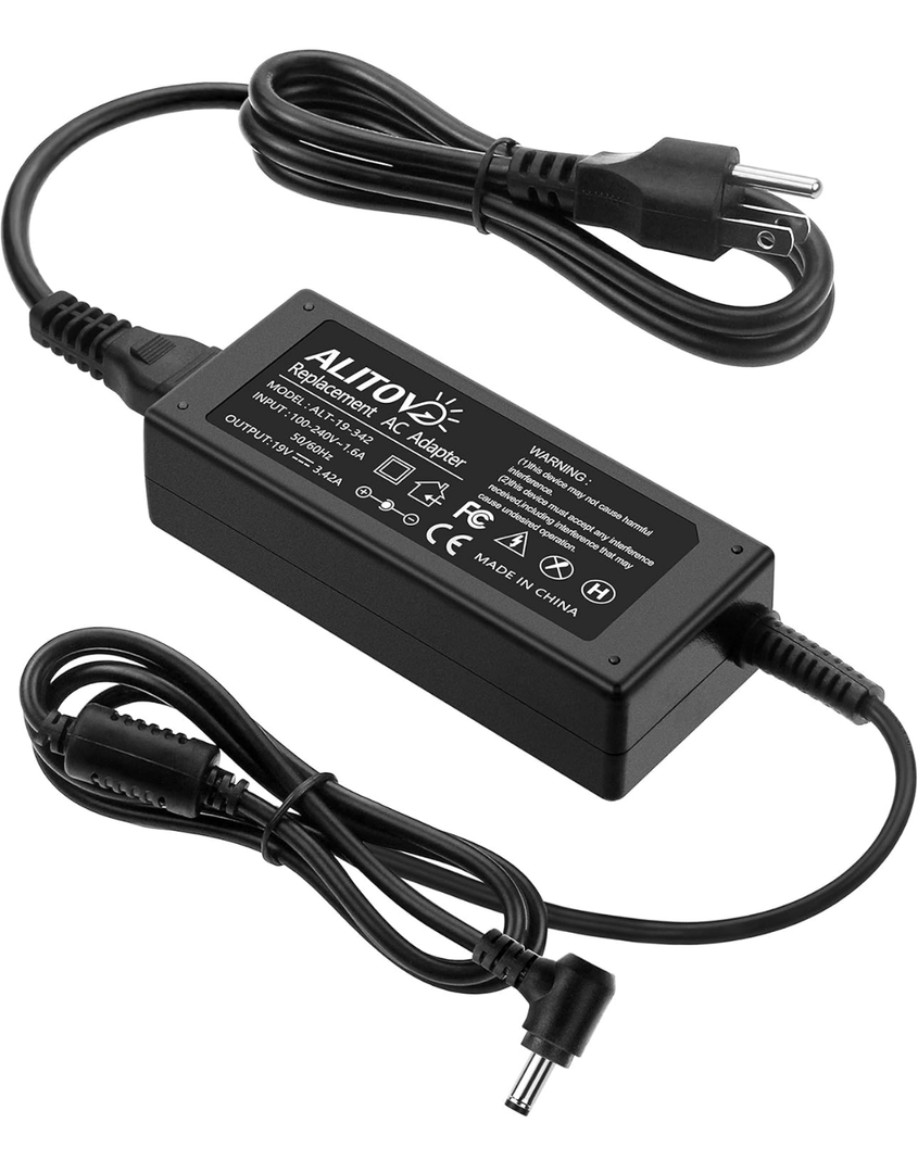 ALITOVE 19V Power Supply Adapter 3.42A 65W AC/DC Converter Transformer 100V~240V AC Input with 5.5mmx 2.5mm Plug for LCD LED Monitor, HDTV, 3D Widescreen, Bluetooth Speaker, Printers, Audio Amplifier