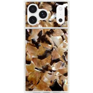 Flaunt Official Square Protective Case - Compatible with iPhone 17 Pro Max - Compatible with MagSafe & Wireless Charging - Drop-Tested & Shockproof - (Brown Abalone)