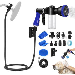 Dog Shower Attachment Water Hose Nozzle Sprayer Set with Metal 3-Way Diverter & 6.6 Ft Long Hose, Tub Faucet for Shower Arm Easy Faucet Pup Pet Bathing Sprayer Washer Kit