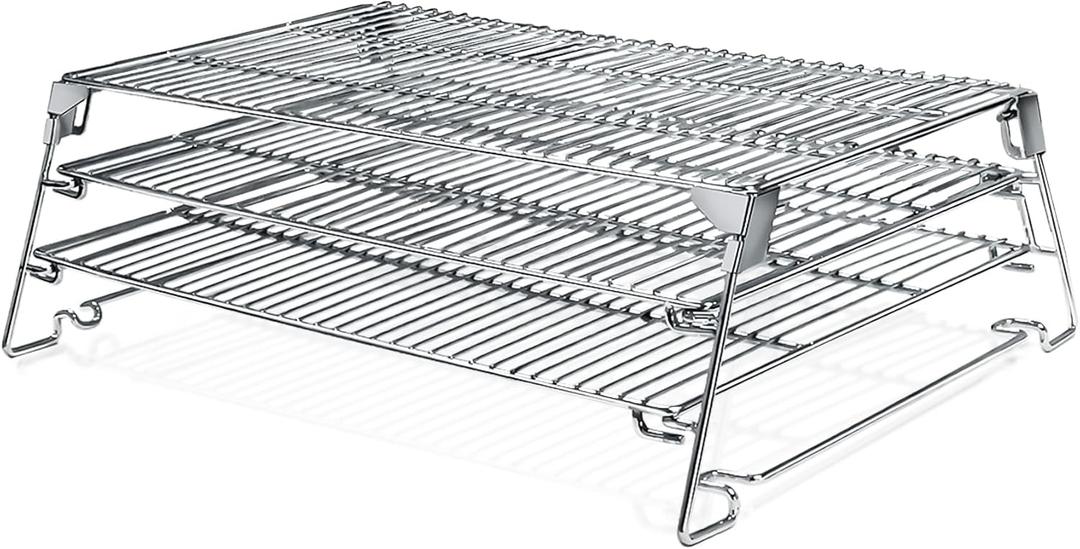 Jerky Racks for Barrel Style Pellet Grills, 21"W×17.2"L, 3 Tiered Foldable Sliding 830 in² Cooking Space Expansion Grate Accessory for Pit Boss, Traeger, Z Grill, Green Mountain and More Smoker Grills