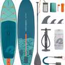 Retrospec Weekender Inflatable Stand Up Paddle Board Includes Paddle, Pump, and Accessories 106 Lightweight iSUP, Puncture Resistant Inflatable Paddle Board for Adults (Seafoam Tide)