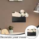 Wall Mount PU Leather Mail Holder Black Faux Leather Letter Holder 2 Ring PU Leather File Organizer Stylish Wall Hanging Mail Storage for Flowers Envelope Key Notebooks Home Office Decor