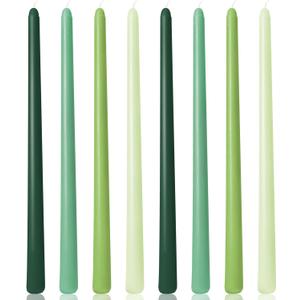 12 Inch Green Taper Candles for Christmas Home Decoration, 8 Pack Color-Gradient Candlesticks for Dinner Party Wedding Holiday Spring