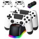 AROEVEIB 2 Pack Controller with Charger Dock for PS4 Wireless Game Controller, with LED Charging Dock Station, 2 USB Cable