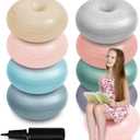 Lewtemi 8 Pcs Flexible Seating for Classroom Elementary 20'' Yoga Ball Chair Large Inflatable Donut Exercise Ball Chair Wobble Seat with Inflator for Kids Student Sensory Balance (Morandi Color)