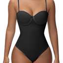 SHAPSHE Strapless Shapewear Corset Bodysuit Tops for Women Tummy Control V Neck Thong Body Shaper Going Out Outfits XS