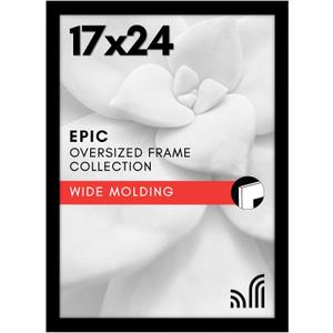 Americanflat 17x24 Picture Frame with Polished Plexiglass - Black Picture Frame - Wide Photo Frames Made of Engineered Wood for Vertical or Horizontal Wall Display - Epic Collection - Black