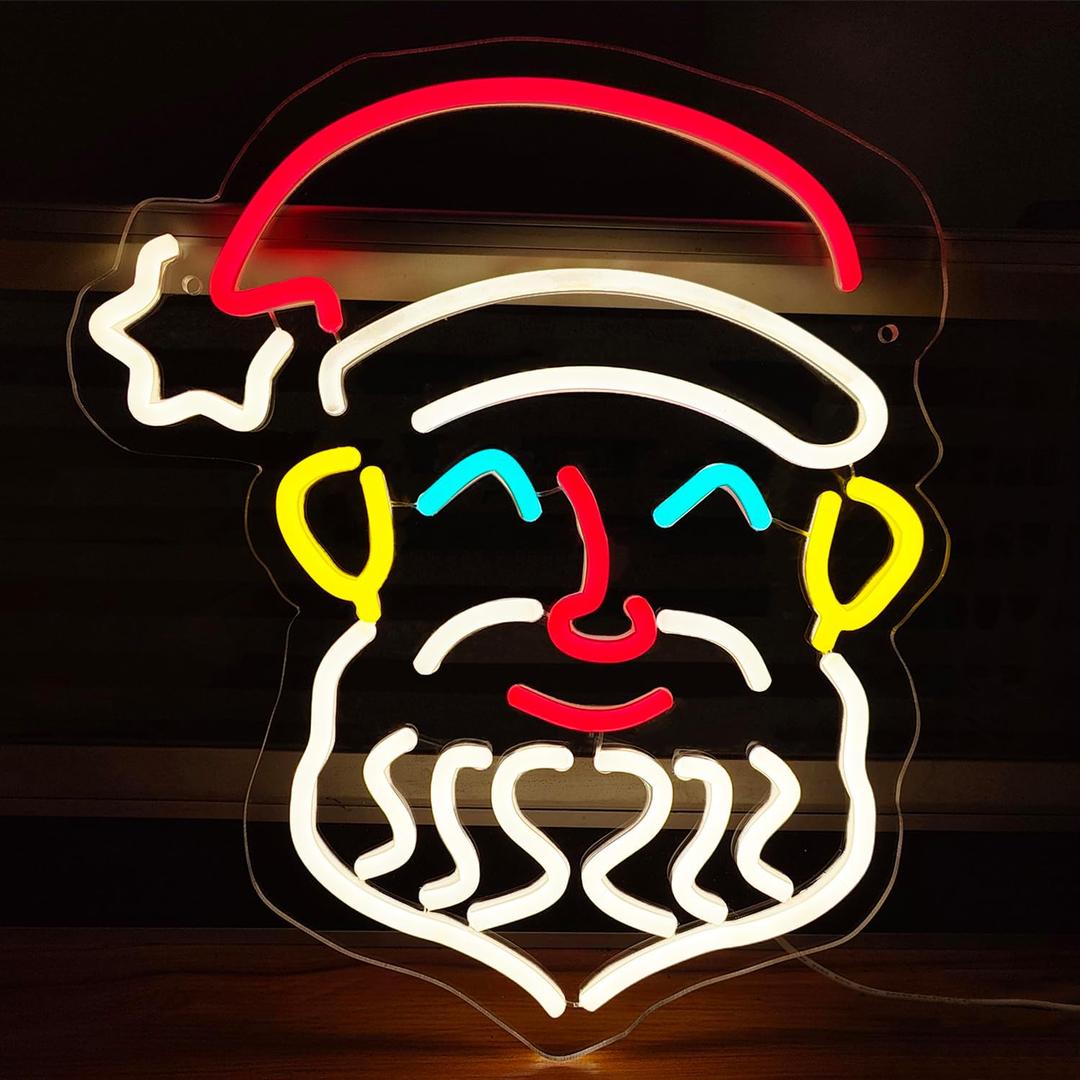 Santa Claus Neon Sign, Christmas Neon Sign, USB Neon Signs, Personalized Christmas Led Sign for Wall Decor, Bedroom Decor, Party Light,Christmas Party Decortion 14.2"*12.2"