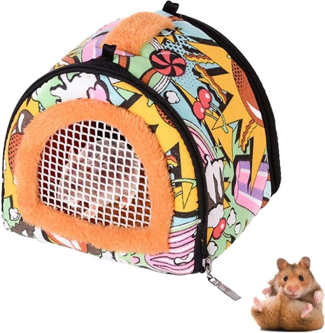 Hamiledyi Hamster Carrier Bag Gerbil Outgoing Travel Pouch Sugar Glider Breathable Carrying Strap with Zipper Suitable for Rat Hamster Mice
