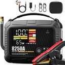 JFEGWO 8250A Heavy Duty Jump Starter with Air Compressor, 32000mAh 65W Fast Charging Portable Car Battery Booster Power Pack (for All Gas 12L Diesel), 150 PSI Tire Inflator, HD Display 12V Jump Box