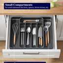 2 x Kitsure Cutlery Drawer Organiser for Kitchen - Adjustable Cutlery Tray for Effortless Utensil Sorting, Versatile Kitchen Storage & Organisation Solution, 12.13" x 1.54" x 8.07"~13.90", Black (Medium)