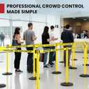 Crowd Control Warehouse Set of 2 Stanchion Retractable Belt Barriers, 11 Foot 'Caution Do Not Enter' Belt Barrier with 40 Yellow Posts, Barriers with Heavy Duty Concrete Base, CCW Series RBB-100