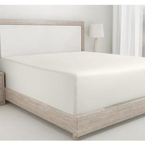 California Design Den Fitted Cotton Sheet Queen, Deep Pocket Soft 400 Thread Count 100% Cotton Sateen, No Pop-Off Elastic, Durable Fitted Sheet Only - Ivory (Pale Tone)