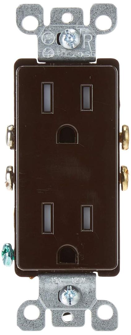 Leviton 15 Amp Decora Tamper-Resistant Duplex Electrical Wall Outlet, T5325, Brown