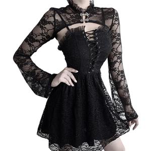Bolero Shrug Goth Crop Top Fairy Shrugs for Dresses (Large, Black)