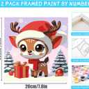 2 Pack Christmas Paint by Numbers for Kids with framed, DIY Cute Cartoon Christmas Kids Paint by Number Kits on Canvas, Arcrylic Easy Paint by Number for Kid and Adults Home Wall Decor 7.8x7.8Inch
