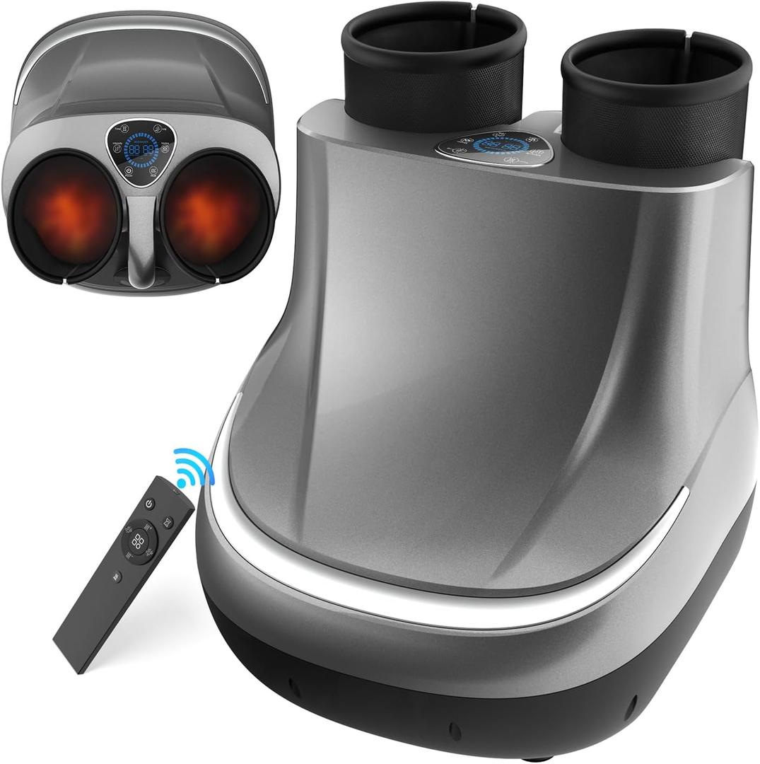 Musugy Shiatsu Foot and Calf Massager with Heat : 2 in 1 Foot Massager Machine with Kneading & Compression for Plantar Fasciitis, Neuropathy, Circulation, Relaxation for Women Man, Up to Size 13