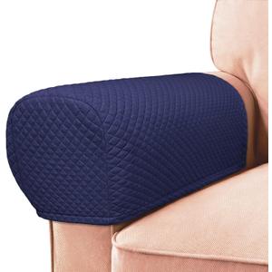 Roytub Breathable Stretch Couch Arm Covers - Scratch-Resistant, Clean & Decorate Sofas & Chairs (Medium, Navy, 2PCS) (M - 17.5"(D)  6.3(W)  8.2(H))
