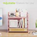 Cawukege 5 Tier Paper Organizer with Handle, Pink Metal Mesh Desk Organizer File Folder Paper Letter Tray Desktop Document Sorter for Classroom, School, Office Accessories Organization and Storage