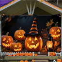 Happy Halloween Banners-70x35 Inch Orange And Black Yard Sign, Halloween Party Decorations Indoor and Outdoor (107, 70 * 35IN)