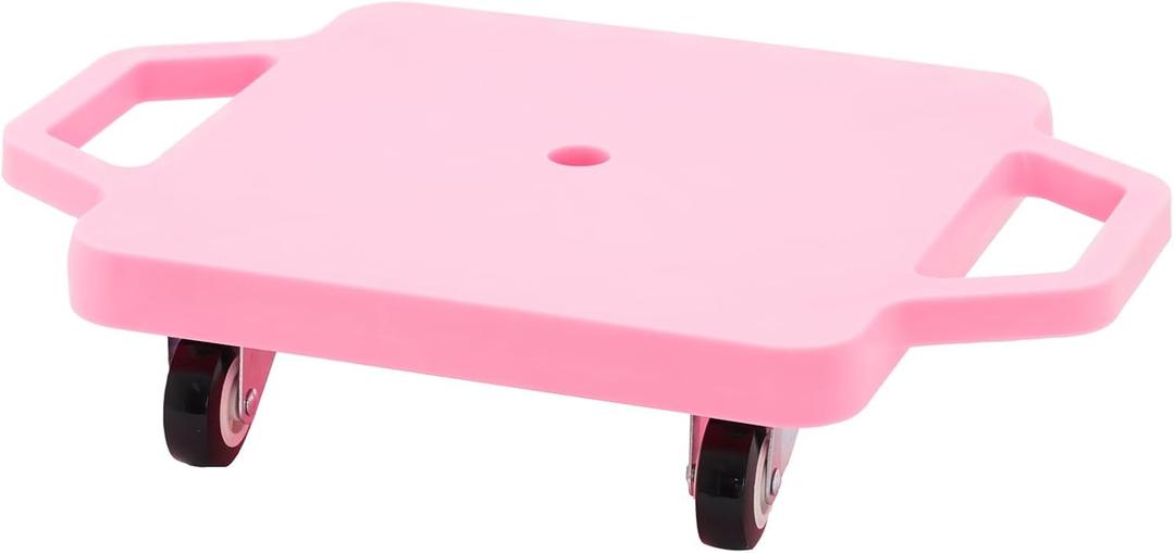 Kids Sitting Board with Universal Wheels - Safety Plastic Scooter for Kids Ages 6-12 - Manual Sport Scooter with Handles for Gym Class (Pink)