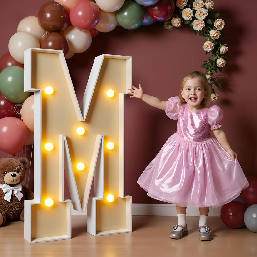 imprsv 3FT Block Marquee Letters, Light Up Letters for Birthday Baby Shower Party Backdrop Decor, Large Light Up M for Wedding Decorations Engagement Party Decorations