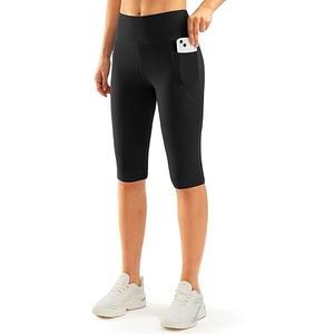 3 PACK  Women's Knee Length Capri Leggings with Pockets High Waisted Workout Exercise Yoga Capris Pants for Women, Size XL
